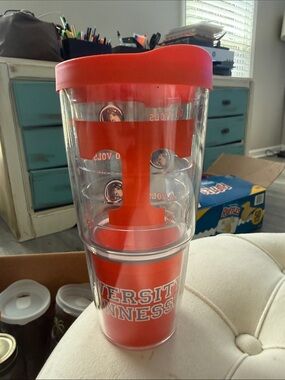 tervis Clear Tumbler with Bright Orange Interior and Lid